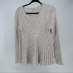 Cream Speckled Cable-Knit Women’s Sweater